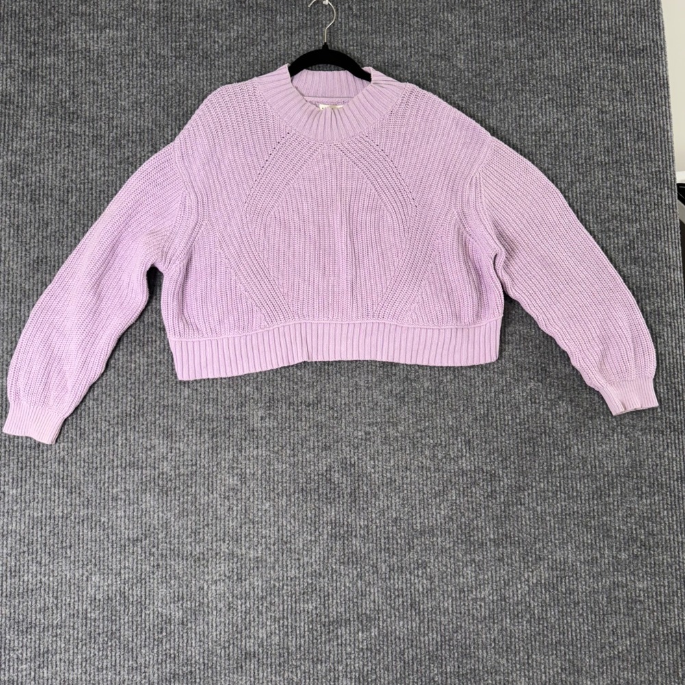 Aeropostale Women XL Lilac Cropped Knit Sweater Y2K Coquette Soft Girl Aesthetic